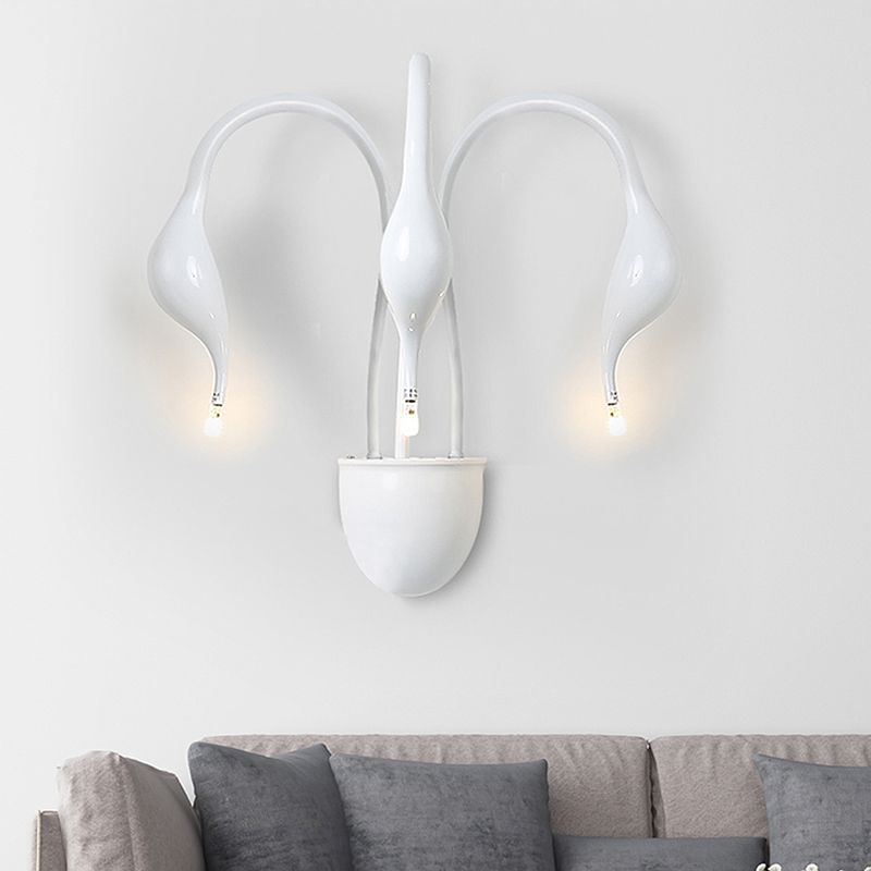 Metal Swan Wall Mount Leichte Nordik 3/5 Lichter Schwarz/weiß/weiße LED -Wandleuchten für Wohnzimmer
