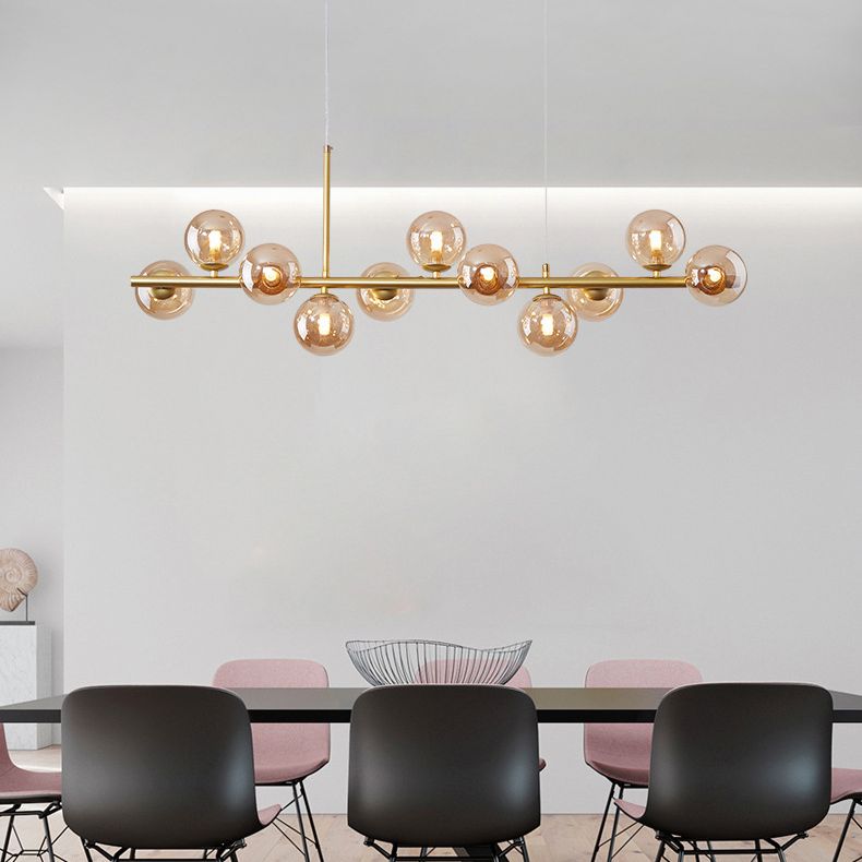 Round Island Chandelier Lights Contemporary Glass Chandelier Lighting Fixtures for Dining Table