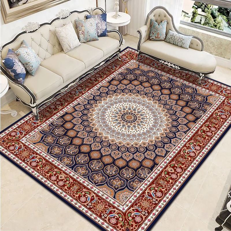 Moroccan Florentine Tile Carpet Polyester Area Rug Stain Resistant Rug for Home Decoration