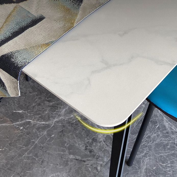 Rectangle Luxury Style Dining Table Two-Color Fixed Table with Sintered Stone