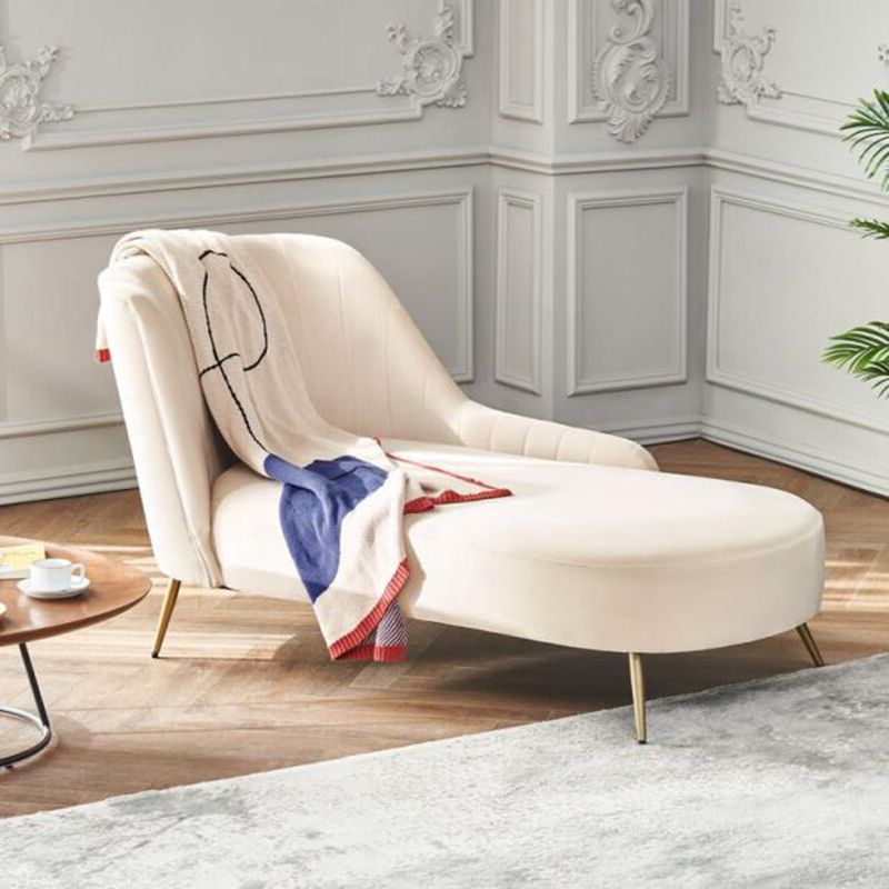 Glam with Arms Solid Color Chaise Round Arms for Bedroom Living Room