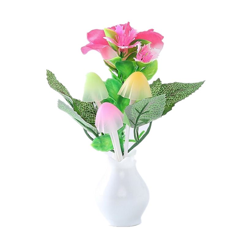 Modernist Lilac Blossom LED Night Lamp Plastic Bedside Plug in Wall Lighting in Multicolored Light