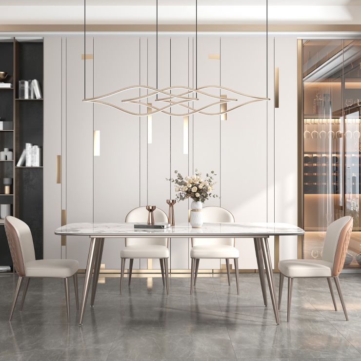 Luxusstil Home Sintered Stone Esstisch 4 Beine Basis Rechtecktisch
