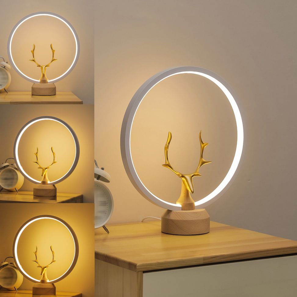 Linear Table Lamp Modern Nightstand Lamps Metal 1 Light Night Table Lamps in White