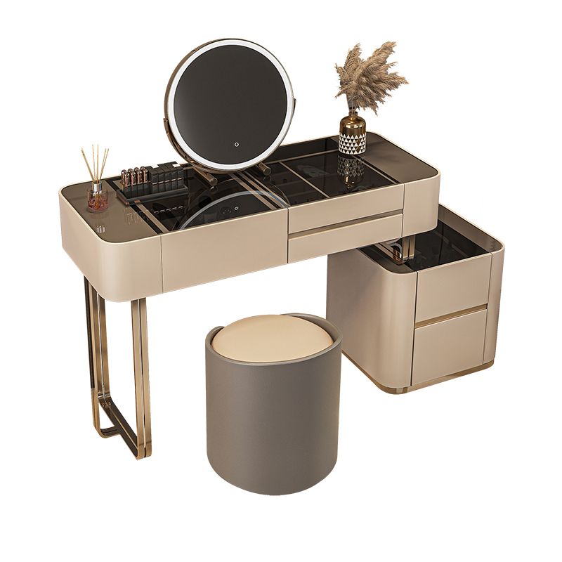 Luxurious Wood and Metal Make-up Vanity 5 Drawers & Lighted Mirror Dressing Table