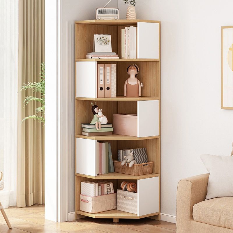 Modern Style Closed Back Bookshelf Engineered Wood Bookcase with Shelves