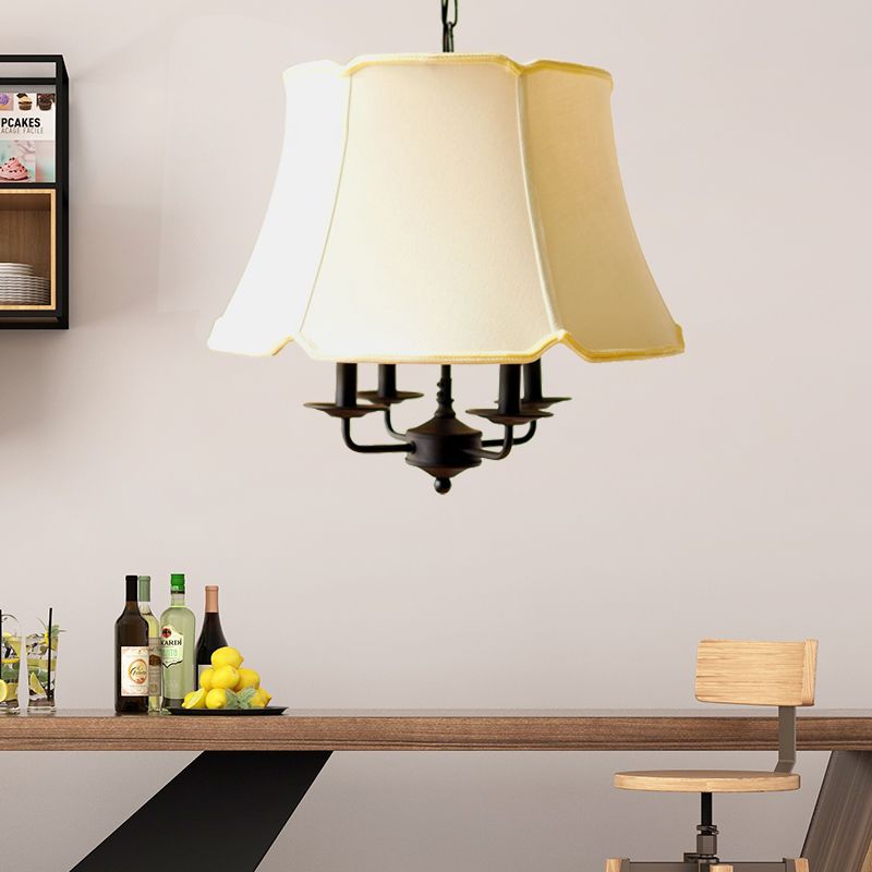 Lampadario a soffitto conico in tessuto Nordico in tessuto Nordico 4 luci Apparecchiatura bianca per camera da letto