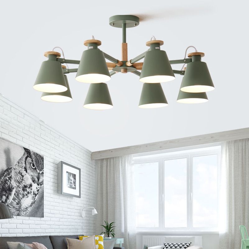 Estilo moderno de 8 luces colgantes lámparas de metal cónicos lámparas de metal cónico