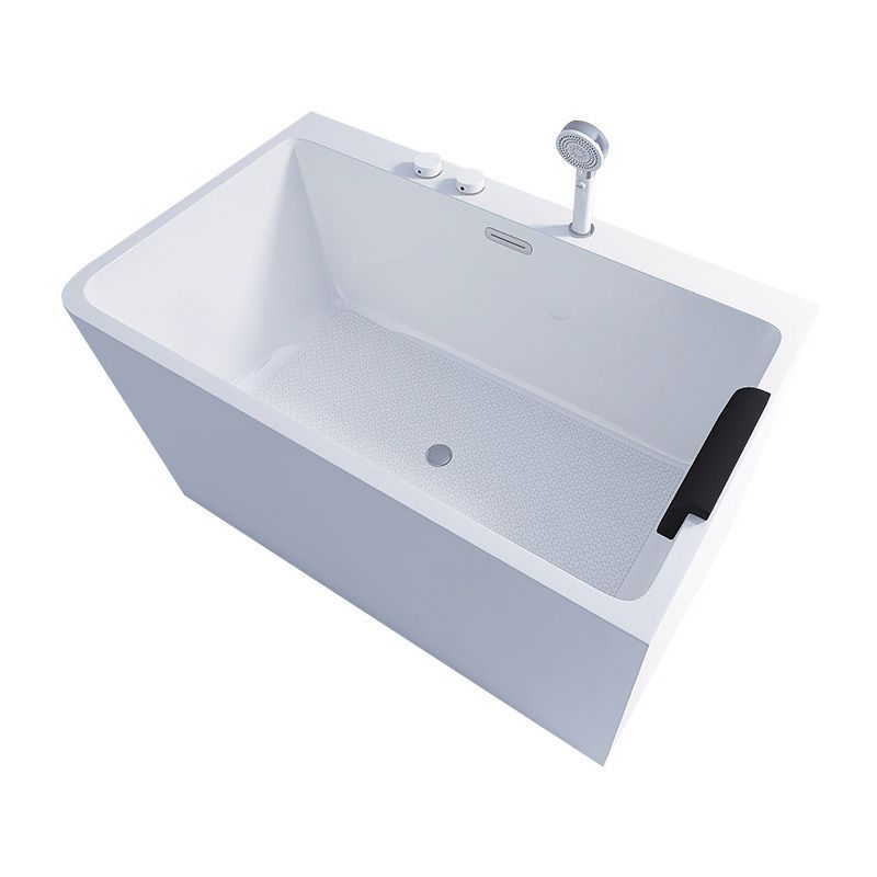 Bathroom Rectangular Bathtub White Acrylic Back to Wall Soaking Tub