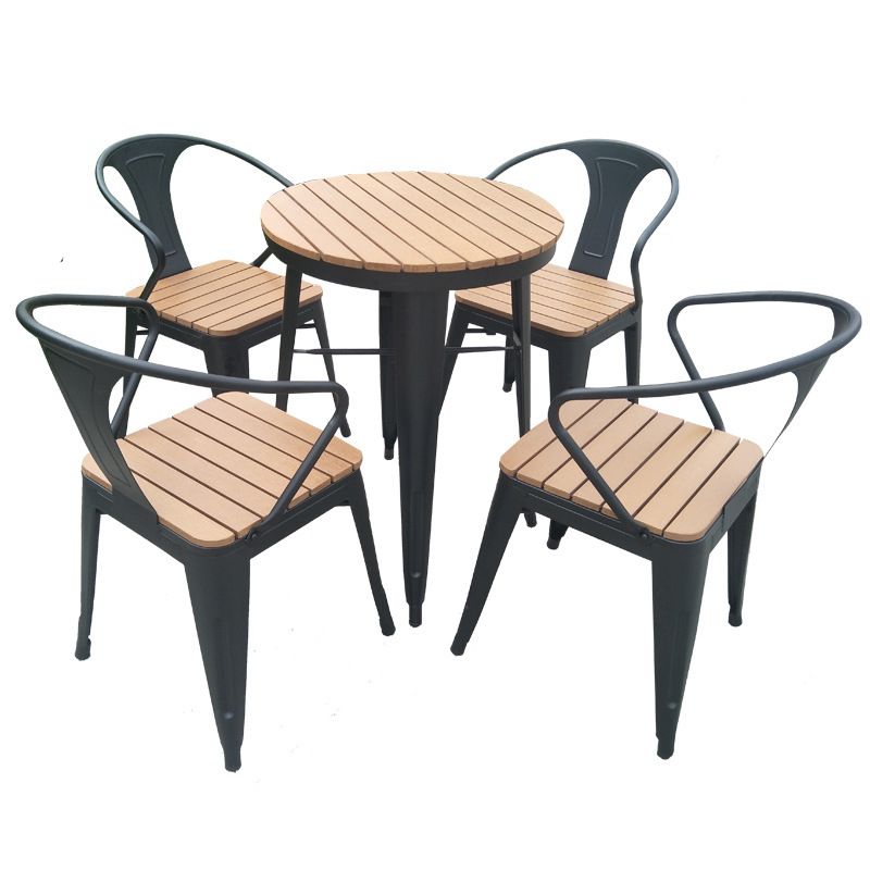 1/3/5 Pcs Metal Dining Table Set Industrial Round Dining Set