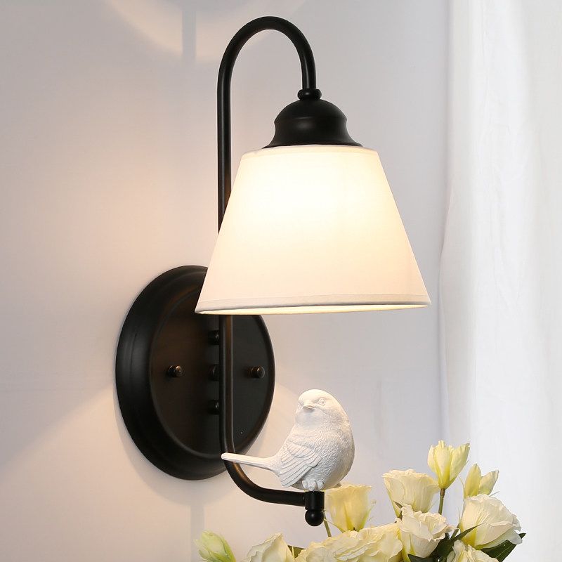 Tapered Shade Wall Light with Pigeon Deco 1 Head Metal Modern Style Sconce Light