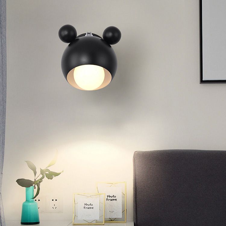 1 Light Metal Wall Mounted Light Fixture Modern Cartoon Bedroom Flush Mount Wall Sconce