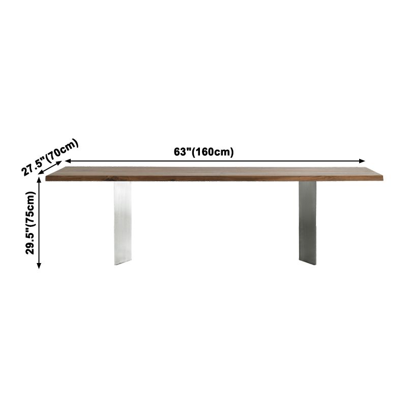Metal Industrial Rectangle Dining Table Solid Woop Top Table for Kitchen and Dining Room