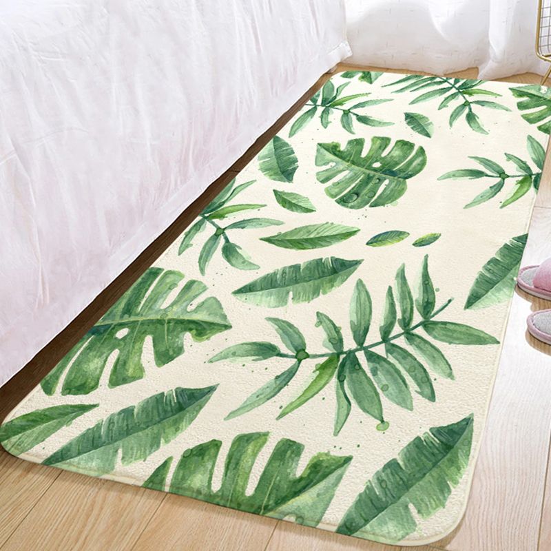Green Modern Rug Polyester Plant Area Rug Washable Indoor Rug for Home Decoration