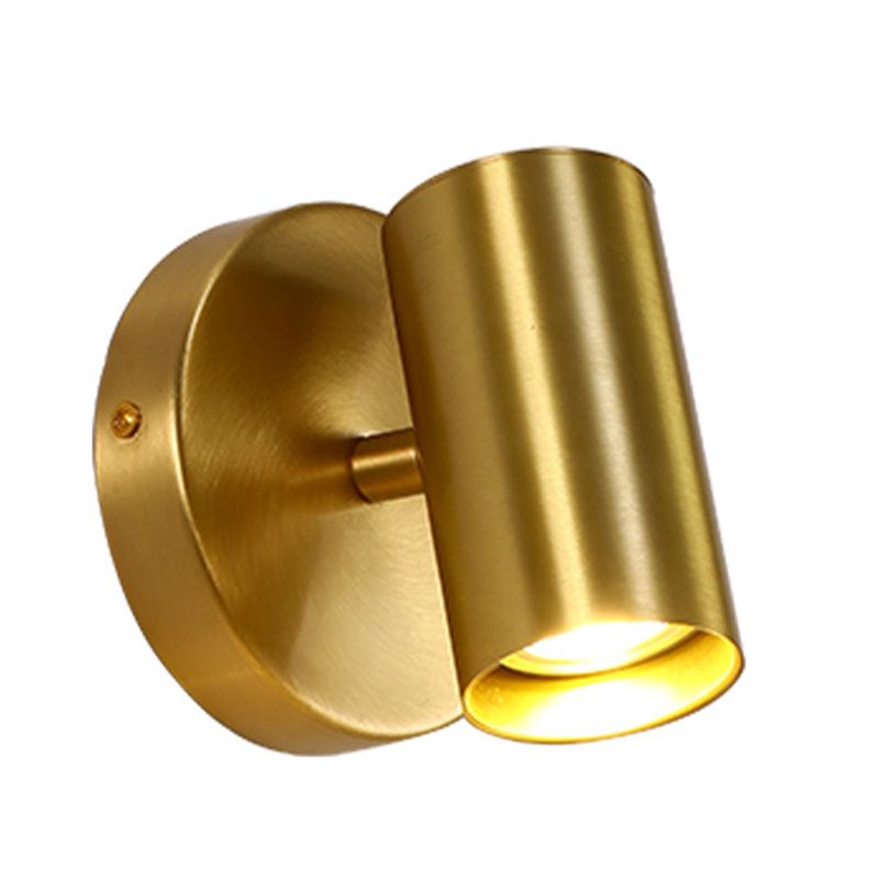 Modern Style Cylinder Shape Wall Sconce Metal 1 Sconce Light in Gold