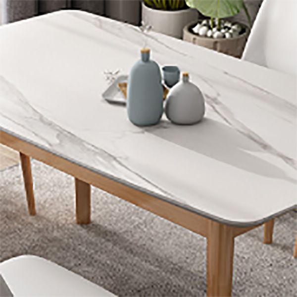 Simplicity Dining Room Table Rectangle Stone Furniture in White