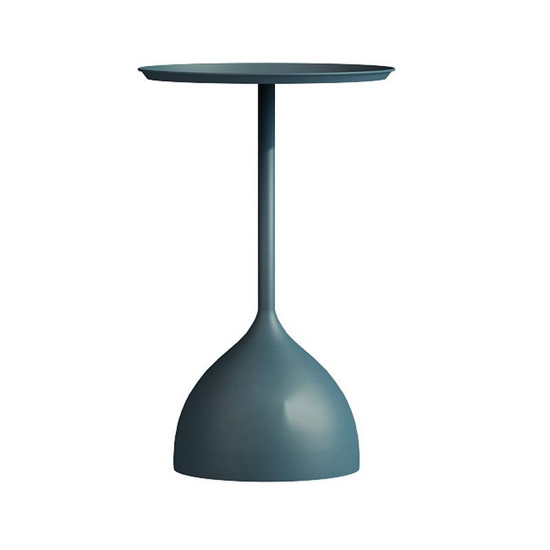 Mid-century Modern 24 " Tall Iron Pedestal End Table Round Tray Top Side Table