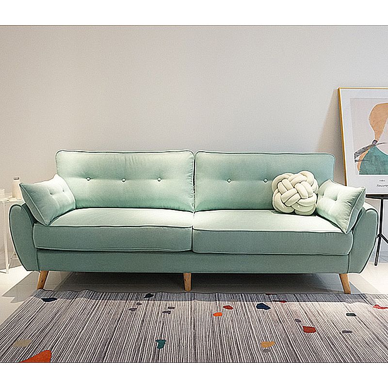 Contemporary Pillow Top Arm Sofa Loose Back Velvet Couch for Living Room