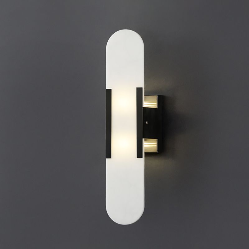 Modern Simple Wall Sconce 2 Head Marble Wall Mounted Light Fixture for Living Room