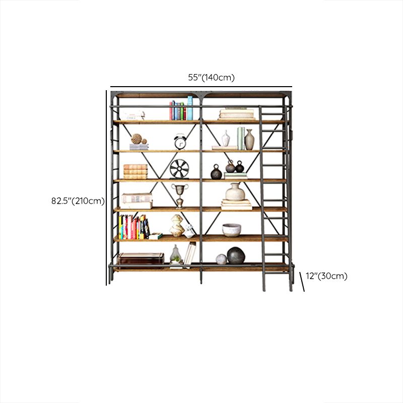 Modern Style Open Back Bookshelf Standard Metal Bookcase in Black