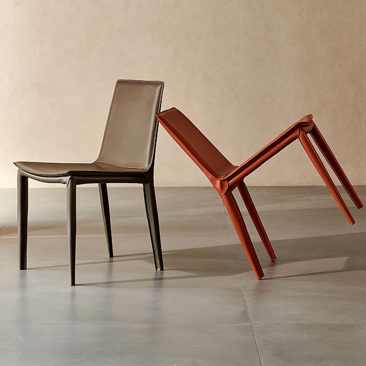 Contemporary Style Dining Chairs Armless Side Chairs with Metal Legs