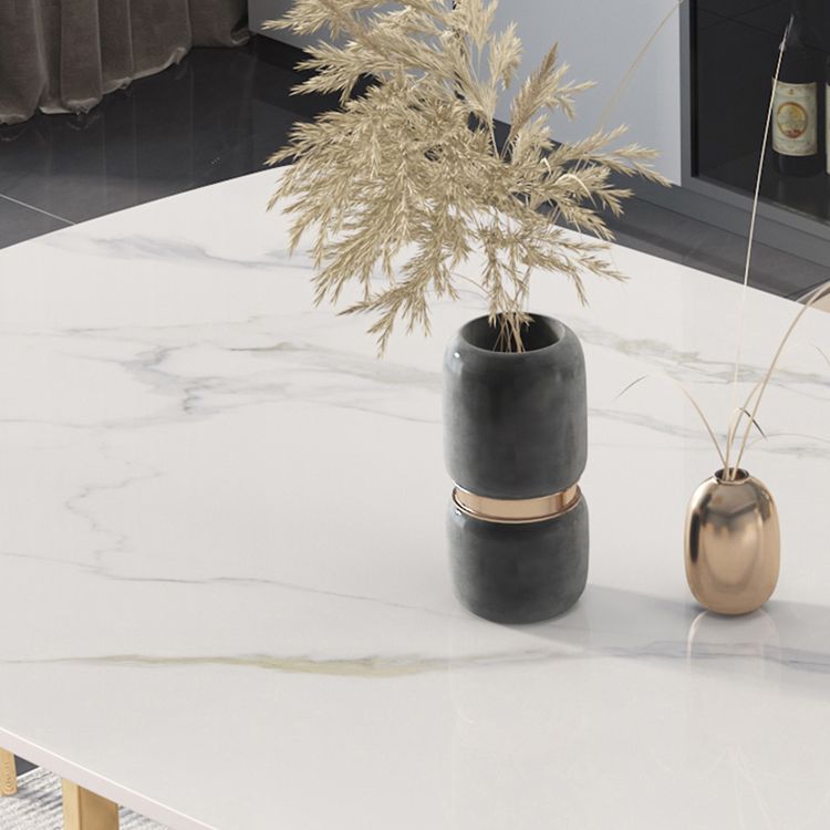 Mesa de comedor de lujo tradicional rectángulo de piedra sinterizada mesa doble pedestal