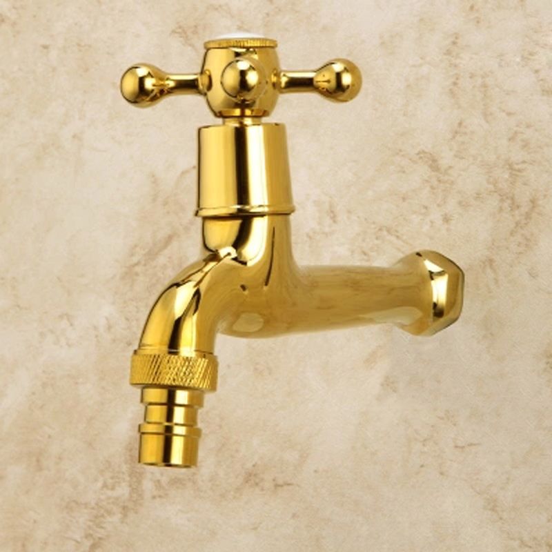 Glam Wall Mounted Bathroom Faucet Cross Handle Low Arc Circular Vessel Faucet