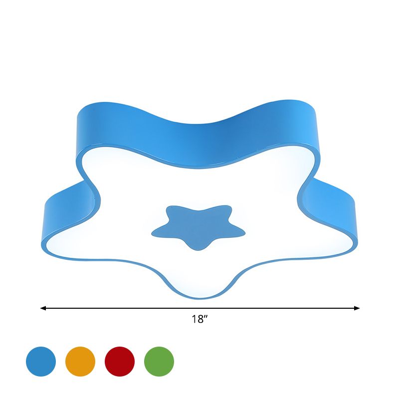 Star Kindergarten Flush Light Acrylic LED Kids Flush Mount Recessed Lighting in Red/Yellow/Blue