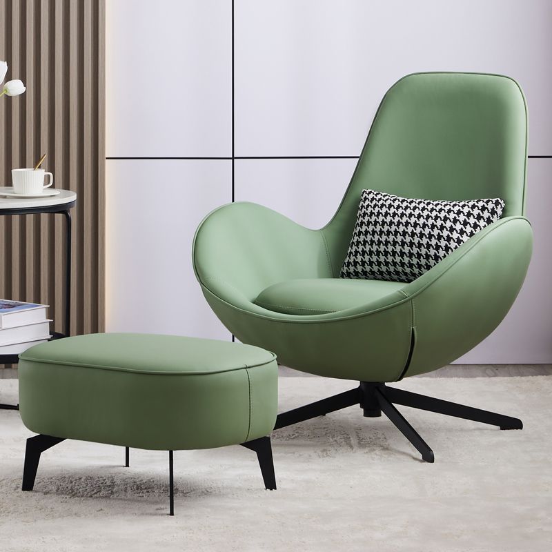 Fixed Back Lounge Chair Water Resistant Ottoman Set with Metal Legs
