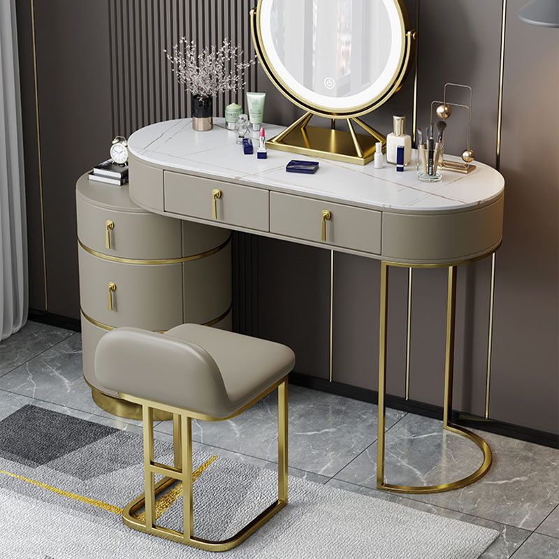 Contemporary Dressing Table Stool Set Slate Top Vanity Dressing Table