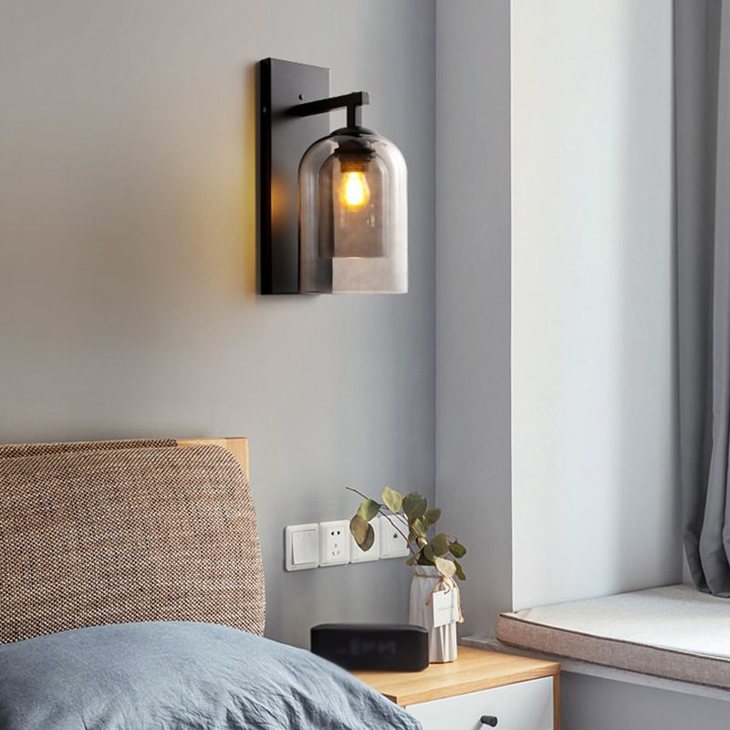 Lampada montata a parete a parete singola con sconde murale di stile industriale per camera da letto