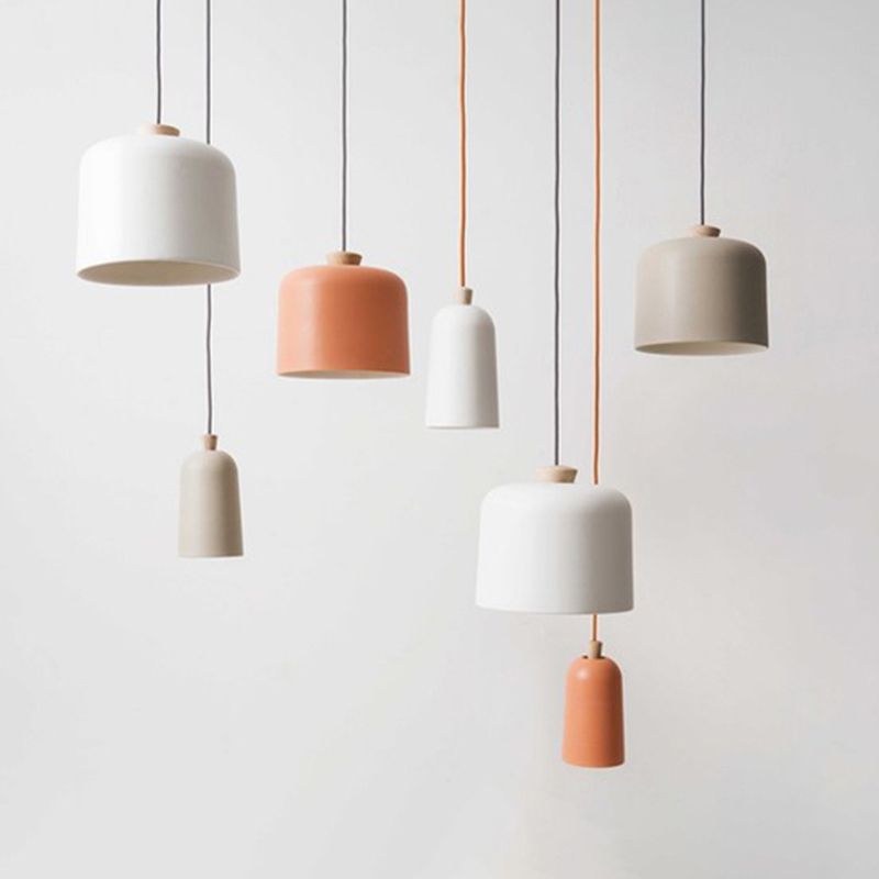 Macaron Cylindrical Suspension Pendant Aluminum 1-Light Dining Room Hanging Light Fixture