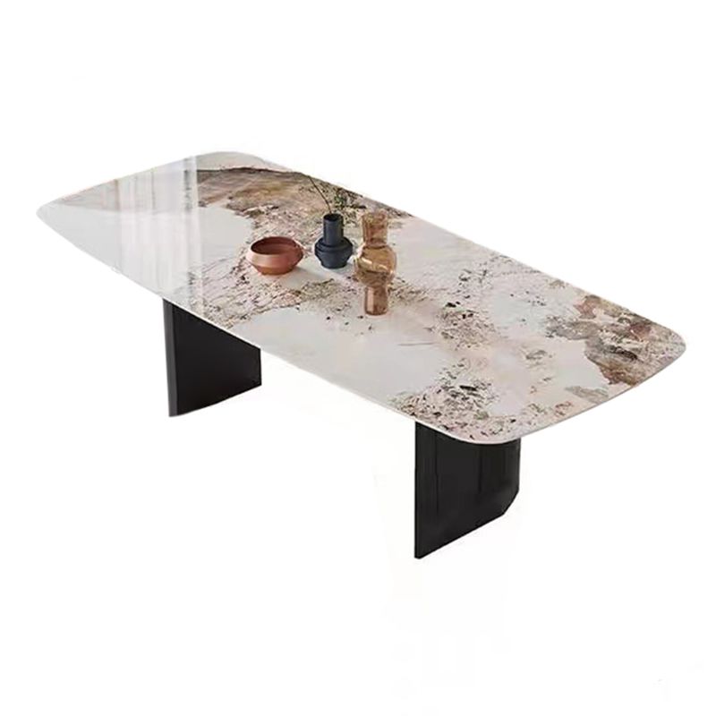 Modern Rectangle Table Sintered Stone Dining Table with Metal Legs