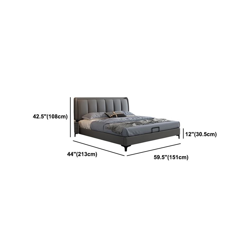 Lift Up Storage Bed Upholstered Wood Bed Frame with Headboard