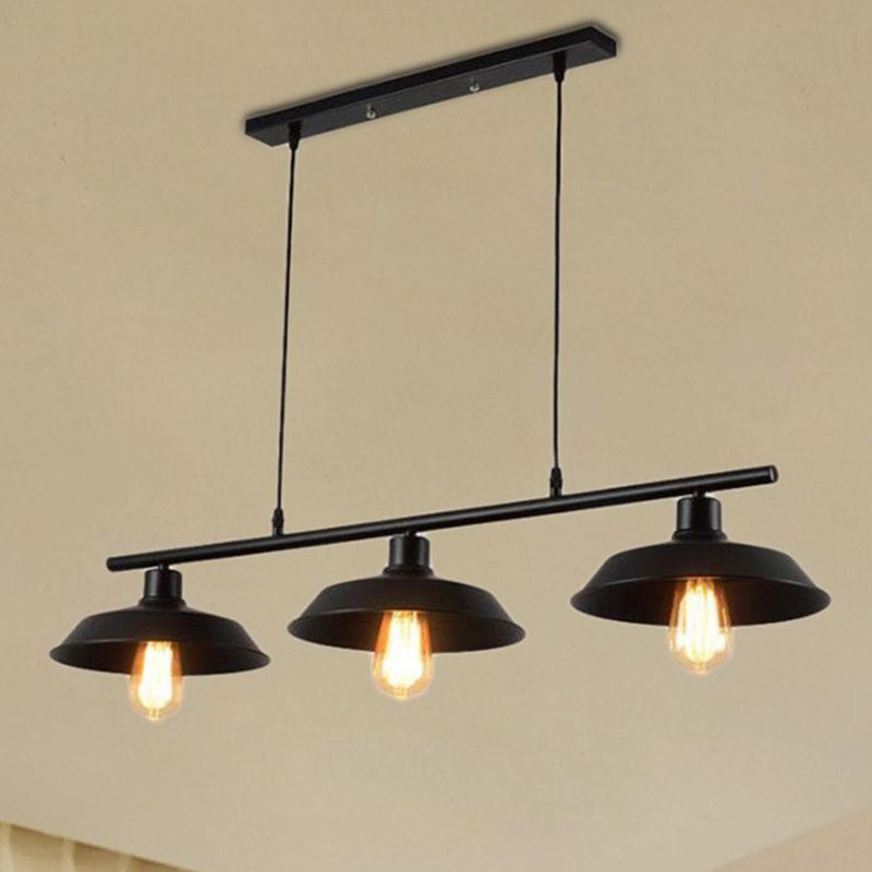 Black 3 Light Island Light Fixture Industrial Metal Barn Pendant Lighting for Bedroom