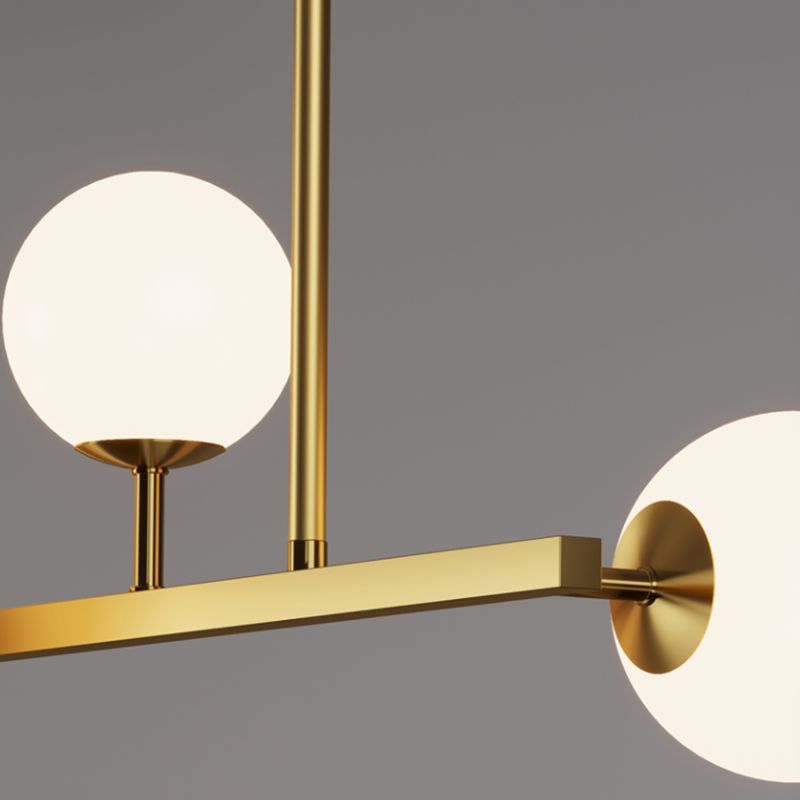 Luces colgantes de restaurantes de múltiples cabezas de geometría moderna de geometría con sombra de vidrio blanco