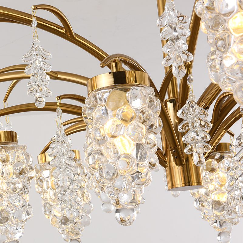 Kristallperlen goldener Hangleuchte Traubenform 6/8 Köpfe Schlafzimmer Kronleuchterleuchte