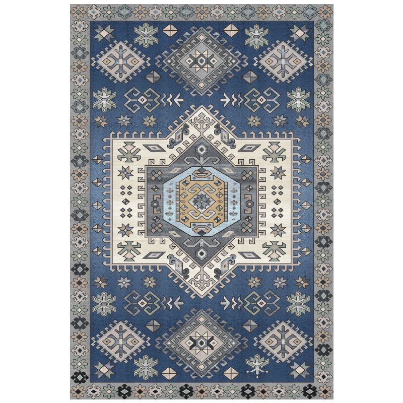 Multicolor Retro Indoor Rug Polyester Symmetrical Print Rug Easy Care Indoor Rug for Living Room