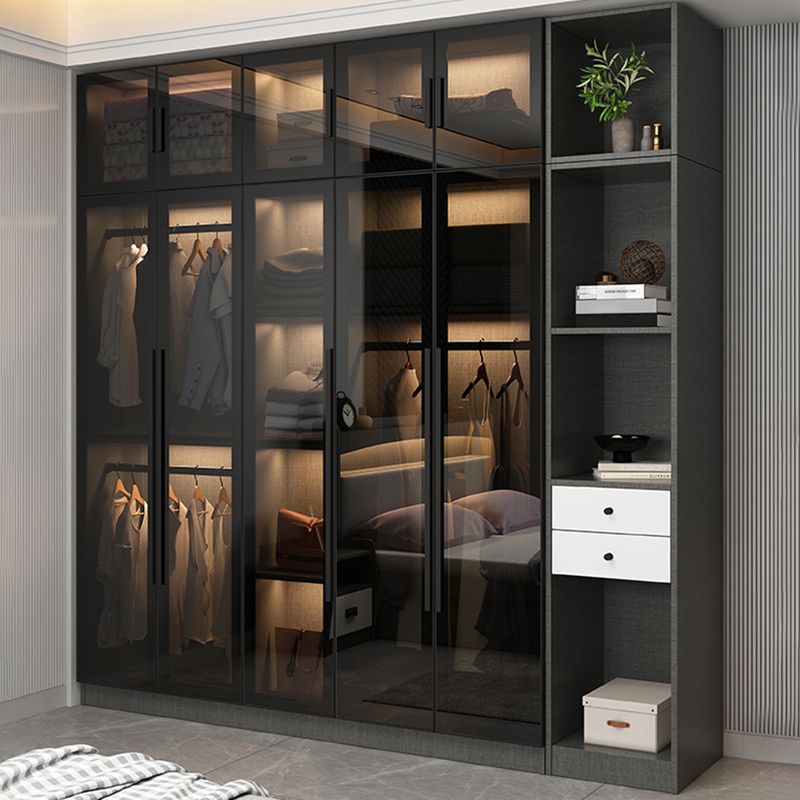 Contemporary Home Wardrobe Armoire Black Glass Wardrobe Cabinet