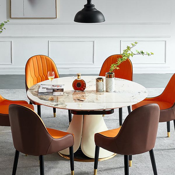 Nordic Glam Sintered Stone Dining Round Table Set 1/4/5/7 Pieces Dining Set
