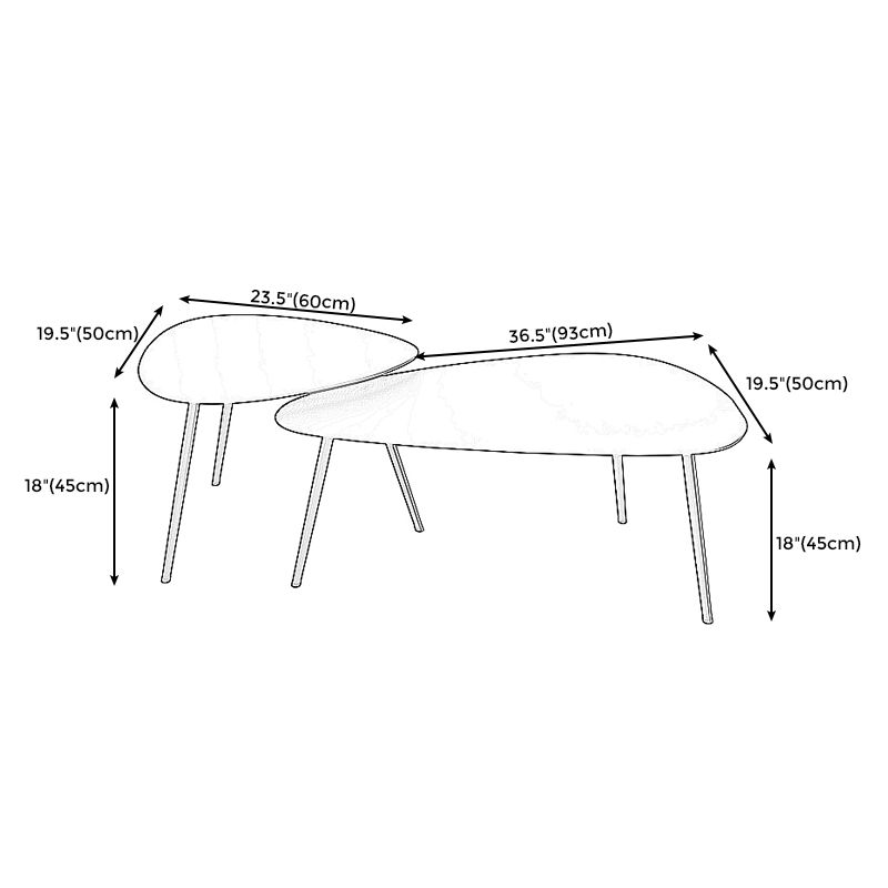 3 Legs Base Metal Black/white Base White/black Free Shape Coffee Table