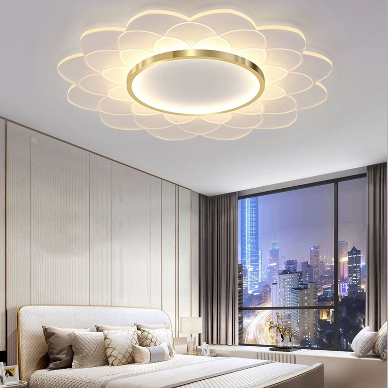 Nordic Style Ceiling Light Flower Flush Mount with Acrylic for Bedroom