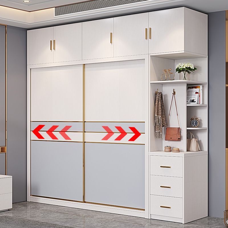 Bedroom Sliding Doors Armoire Coastal Wooden Storage Cabinet