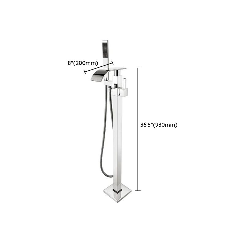 Modern Freestanding Tub Fillers Copper Floor Mounted with Handshower Bathtub Faucet