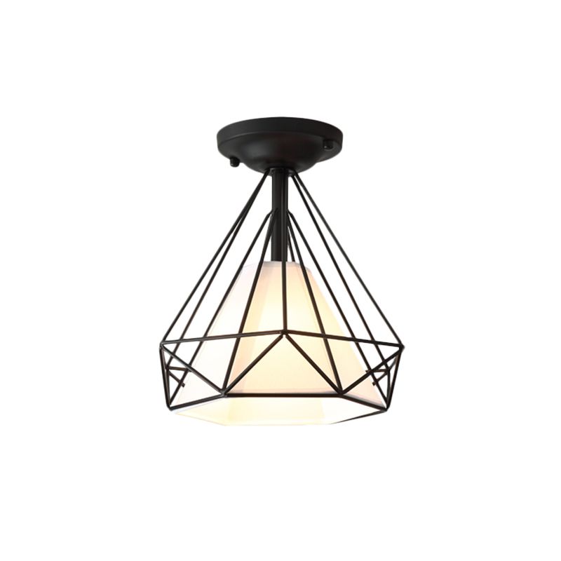 Fil de diamant moderne Ceiling Lamp 1 Light Iron Glass Ceiling Mount Light for Corridor Room