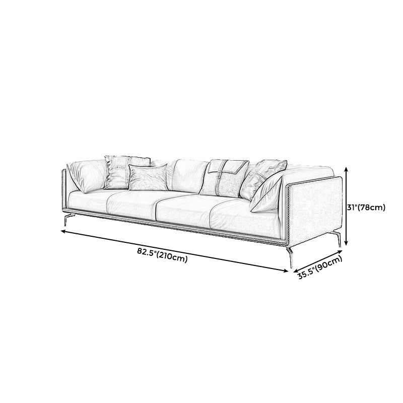 Standard Square Arm Loveseat Grey Loose Back Leather Bench Seating