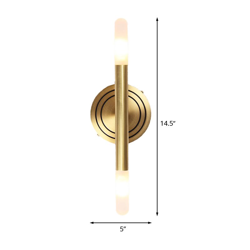 Slim Tube Wall-Mount Light Fixture Modern Nordic Style Metal 2 Heads Brass Sconce Lamp for Bedside
