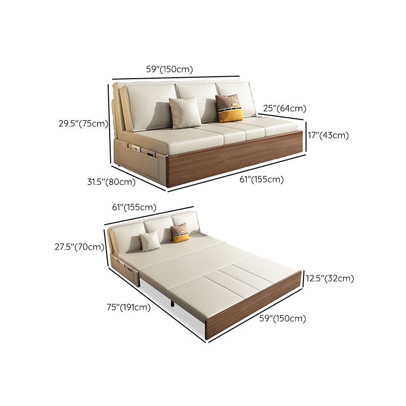 Cushion Back Sofa Futon Armless Convertible Sofa with Storage