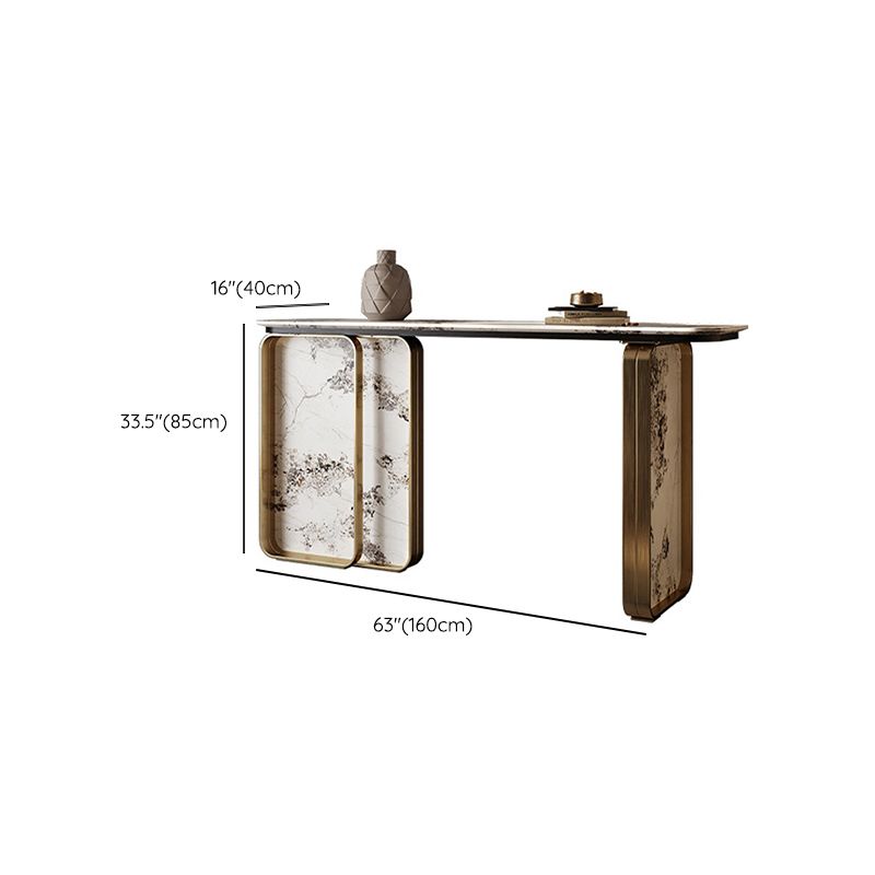 Glam Golden Console Accent Table Stone Console Sofa Table for Hall