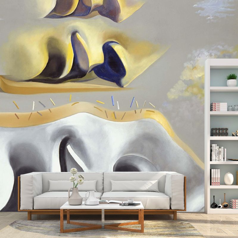 Surreal Salvador Dali Artwork Mural Grey Three Glorious Enigmas of Gala Wall Covering